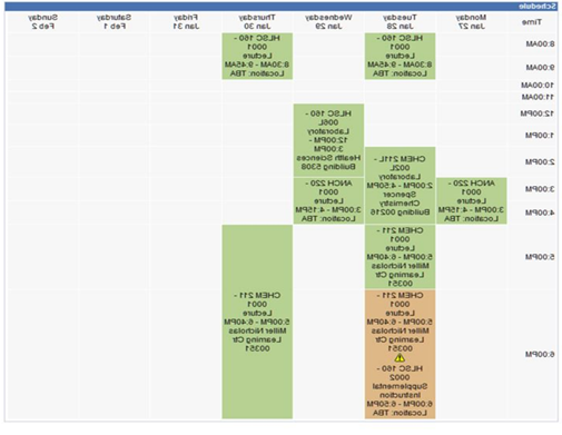 Screenshot of a 通路 schedule with a time conflict for the scheduled SI session.