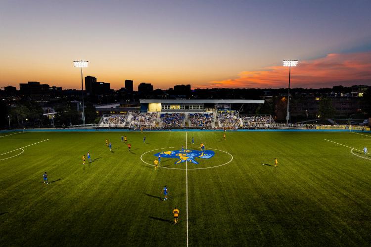 Sunset over the soccer field