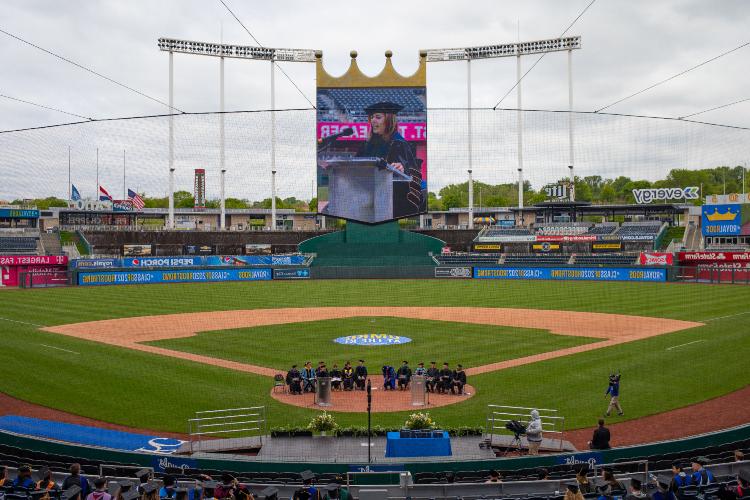 The stage was set near home plate