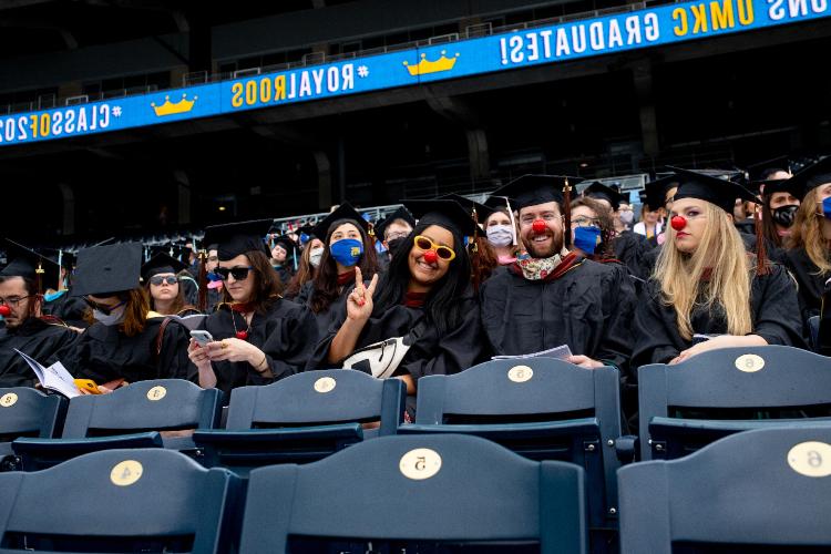 UMKC Theatre grads wore red noses.