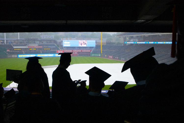 Graduates in silhouette