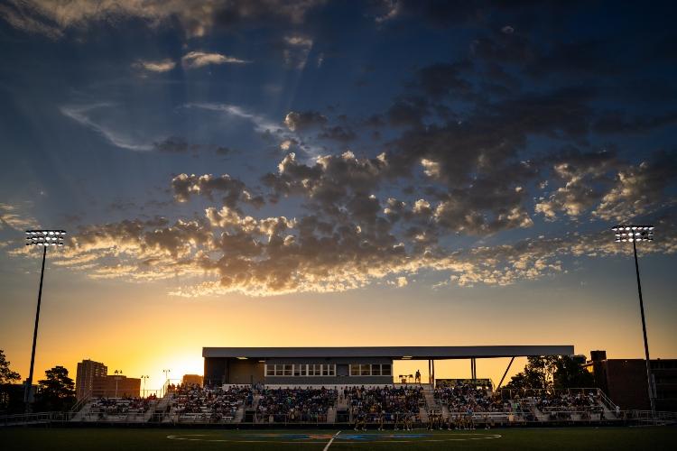 Durwood Stadium at dusk